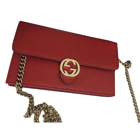 gucci red wallet wit chain|gucci chain wallet women.